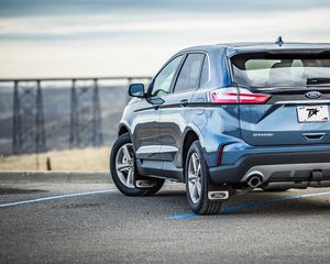 Превью обои ford edge, ford, автомобиль, синий, вид сзади