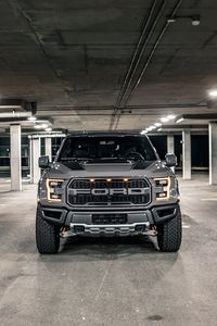 Превью обои ford f-150, ford, автомобиль, внедорожник, серый, вид спереди