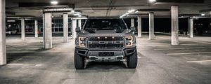 Превью обои ford f-150, ford, автомобиль, внедорожник, серый, вид спереди