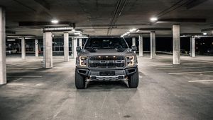 Превью обои ford f-150, ford, автомобиль, внедорожник, серый, вид спереди