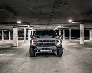 Превью обои ford f-150, ford, автомобиль, внедорожник, серый, вид спереди