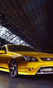 Превью обои ford falcon, fpv, f6, желтый, вид сбоку