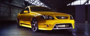 Превью обои ford falcon, fpv, f6, желтый, вид сбоку