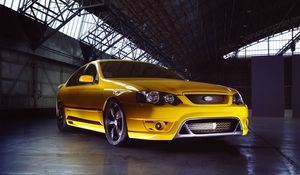 Превью обои ford falcon, fpv, f6, желтый, вид сбоку