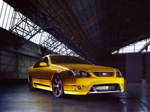 Превью обои ford falcon, fpv, f6, желтый, вид сбоку