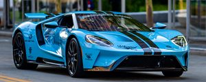 Превью обои ford gt, автомобиль, спорткар, синий