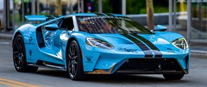 Превью обои ford gt, автомобиль, спорткар, синий