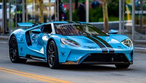 Превью обои ford gt, автомобиль, спорткар, синий