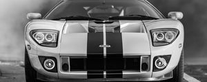 Превью обои ford gt, ford, чб, фары