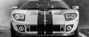 Превью обои ford gt, ford, чб, фары