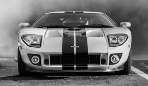 Превью обои ford gt, ford, чб, фары