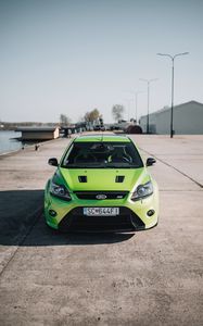 Превью обои ford, машина, зеленый, вид спереди