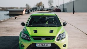 Превью обои ford, машина, зеленый, вид спереди