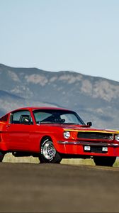 Превью обои ford mustang, 1965, красный, вид сбоку