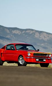 Превью обои ford mustang, 1965, красный, вид сбоку