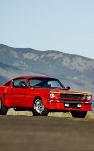 Превью обои ford mustang, 1965, красный, вид сбоку