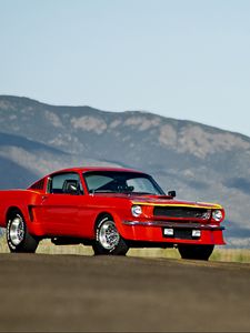 Превью обои ford mustang, 1965, красный, вид сбоку