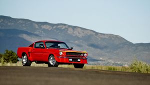 Превью обои ford mustang, 1965, красный, вид сбоку