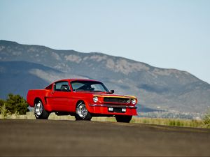 Превью обои ford mustang, 1965, красный, вид сбоку