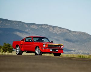 Превью обои ford mustang, 1965, красный, вид сбоку