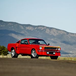 Превью обои ford mustang, 1965, красный, вид сбоку