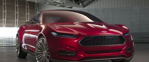 Превью обои ford mustang 2015, ford, 2015, красный, вид спереди