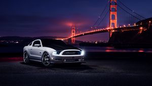 Превью обои ford, mustang, aristo, ночь, авто