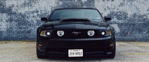 Превью обои ford mustang, автомобиль, черный, вид спереди