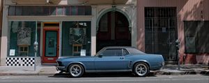 Превью обои ford mustang, автомобиль, фасад, винтаж, городской