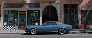 Превью обои ford mustang, автомобиль, фасад, винтаж, городской