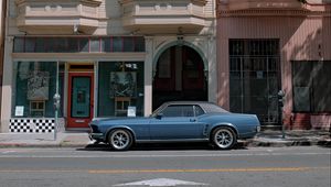 Превью обои ford mustang, автомобиль, фасад, винтаж, городской