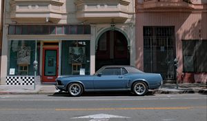 Превью обои ford mustang, автомобиль, фасад, винтаж, городской