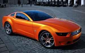 Превью обои ford, mustang, движение, улица