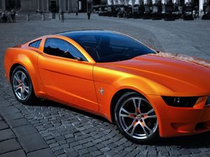 Превью обои ford, mustang, движение, улица