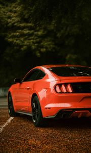 Превью обои ford mustang, ford, автомобиль, красный, вид сбоку