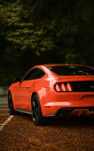 Превью обои ford mustang, ford, автомобиль, красный, вид сбоку