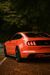 Превью обои ford mustang, ford, автомобиль, красный, вид сбоку