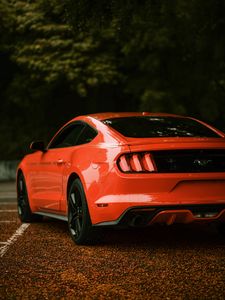 Превью обои ford mustang, ford, автомобиль, красный, вид сбоку