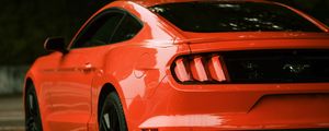 Превью обои ford mustang, ford, автомобиль, красный, вид сбоку