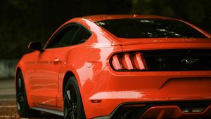 Превью обои ford mustang, ford, автомобиль, красный, вид сбоку