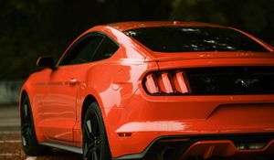 Превью обои ford mustang, ford, автомобиль, красный, вид сбоку