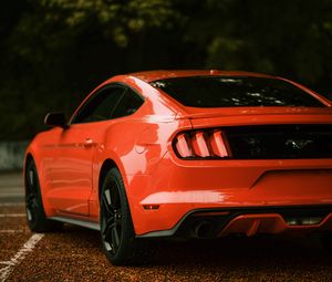 Превью обои ford mustang, ford, автомобиль, красный, вид сбоку