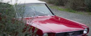 Превью обои ford mustang, ford, автомобиль, красный, фара