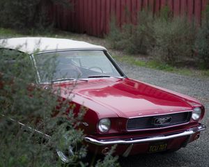 Превью обои ford mustang, ford, автомобиль, красный, фара