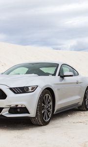 Превью обои ford mustang, ford, автомобиль, белый, вид спереди