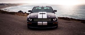 Превью обои ford mustang, ford, автомобиль, вид спереди, фары