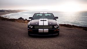 Превью обои ford mustang, ford, автомобиль, вид спереди, фары
