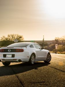 Превью обои ford mustang, ford, автомобиль, вид сзади, асфальт