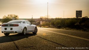 Превью обои ford mustang, ford, автомобиль, вид сзади, асфальт
