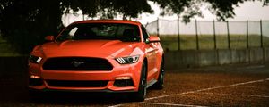 Превью обои ford mustang, ford, машина, спорткар, красный, вид спереди